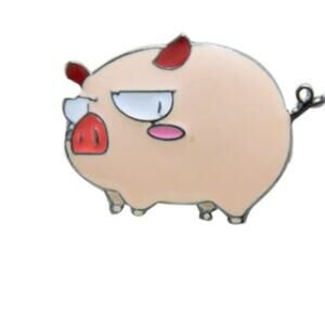 Pink Sad Pig Pin Brooch